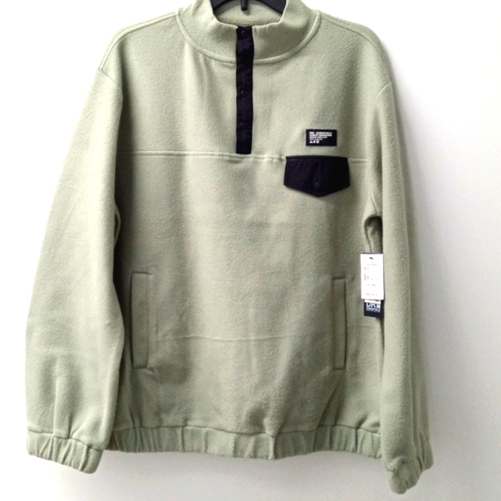 DRL ESSENTIALS SAGE GREEN PULLOVER BUTTON UP FLEECE JACKET SIZE SMALL NWT